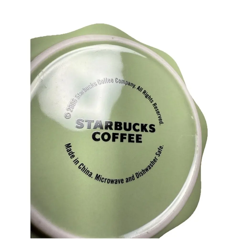Starbucks Coffee Mug 2006 Floral 13 oz w/ Green Lid Steep Rest EUC‎